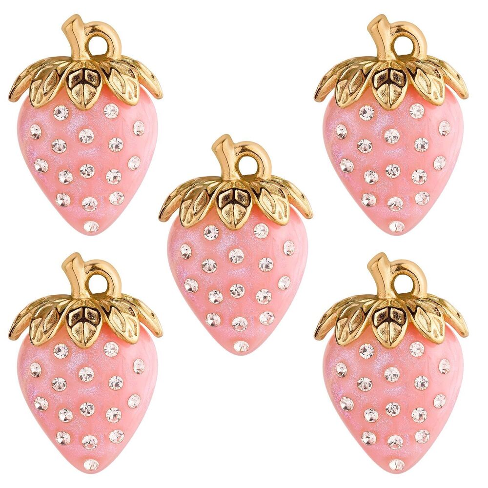 8650 5Pcs Large Cherry Charms for Jewelry Making Bulk Cute Charms Stainless